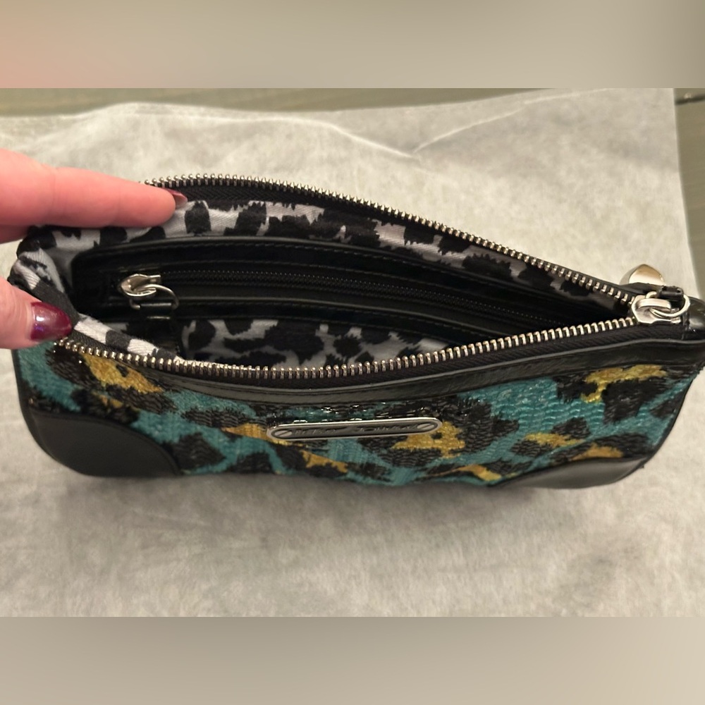 Betsey Johnson Teal and Yellow Leopard Clutch - Picture 3 of 5